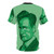 Artistic portrait of Conan O'Brien, the famous red-haired comedian and talk show host, on a green t-shirt. - Back