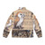 A cozy puffer jacket featuring a barn owl design against a woodland backdrop, perfect for nature enthusiasts. - Back