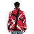 Retro 80s striped puffer jacket with a music theme - men back