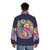 Neon puffer jacket with a mystical fox design - men back