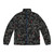 Wolf paw prints camo pattern on a warm and cozy puffer jacket