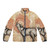 Wolf totem puffer jacket with mandala pattern and spiritual artwork