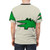 Whimsical illustration of a cartoon alligator facing big challenges on a vintage-style t-shirt - men back