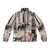 Cozy beige puffer jacket with watercolor illustrations of forest animals like bears, deer, and foxes