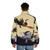 Witches Familiar Puffer Jacket with Vintage Black Cat Cartoon Design - men back