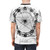 A dark, abstract mandala design featuring Coltrane-inspired chord changes and musical elements. - men back