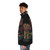 Retro gaming-inspired puffer jacket with 8-bit pixel art design - men side left