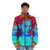 Witchcraft-inspired puffer jacket with abstract, colorful patterns - men front