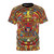 Colorful Mayan calendar-inspired graphic print on a high-quality t-shirt