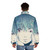 Rei Ayanami Neon Genesis Evangelion inspired puffer jacket with blue anime character design - men back
