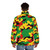 Reggae camouflage puffer jacket with red, yellow, green, and black colors - men back