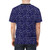 T-shirt featuring a vibrant Colorado Rockies inspired pattern on a purple background. - men back