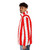 Red and white vertical stripes puffer jacket - men side left