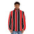 Red, white and black striped puffer jacket - men front