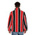 Red, white and black striped puffer jacket - men back