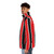 Red, white and black striped puffer jacket - men side left