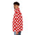 Red and white polka dot puffer jacket by Orikall - men side left