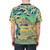 Model wearing a t-shirt with a vibrant nature landscape inspired by traditional Japanese ukiyo-e art - men back