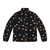 A puffer jacket featuring the iconic Flying Toasters design, a tribute to the history of Mac and technology