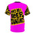Motivational t-shirt with abstract numeric design in pink, yellow, and black - Back