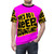 Motivational t-shirt with abstract numeric design in pink, yellow, and black - men front
