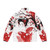 Red puffer jacket featuring a beautiful geisha design in watercolor style - Back