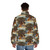 A puffer jacket with a vibrant design featuring wildlife and the iconic baobab tree. - men back