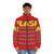 Flash Gordon puffer jacket with 80s style and retro music theme - men front