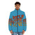 Led Zeppelin inspired puffer jacket with retro 1960s 1970s classic rock style - men front