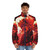 Flame Slayer Demon Slayer Puffer Jacket with Rengoku Inspired Anime Graffiti and Fire Graphics - men front