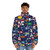 Patriotic puffer jacket featuring flags of all US states - men front