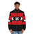 Black puffer jacket with Amsterdam flag design - men front
