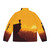 Firewatch-inspired puffer jacket with minimalist graphic design and 4K landscape imagery - Back