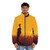 Firewatch-inspired puffer jacket with minimalist graphic design and 4K landscape imagery - men front