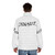 Donnie Darko puffer jacket with time travel and apocalypse themes - men back