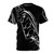 A high-quality t-shirt featuring a striking black and white design of a clarinet, perfect for music lovers and musicians.