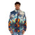 Puffer jacket with a nature landscape and melodic reflection design - men front