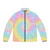 Colorful rainbow tie-dye puffer jacket