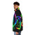 Borderlands Vault Hunter symbol puffer jacket with a vibrant rainbow splash graphic design - men side left