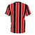 Stylish abstract striped t-shirt in a bold red, white, and black color palette - Back