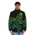 Final Fantasy Cactuar Puffer Jacket featuring a minimalist neon cactus design - men front