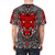 Red tiger motif AOP printed t-shirt in Batak gorga style - men back