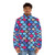 A colorful puffer jacket featuring a vibrant rainbow fish scales design for children - men front