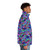 Colorful puffer jacket with a vibrant rainbow fish design - men side right