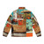 Retro welcome back puffer jacket with collage design and typography - Back