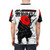 A red t-shirt featuring a Japanese-inspired cyberpunk samurai design with futuristic, vaporwave elements. - men back