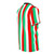 Vibrant red, green, and white striped t-shirt with a bold, graphic design - men right