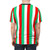 Vibrant red, green, and white striped t-shirt with a bold, graphic design - men back