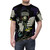Stylized graphic design of Judge Death, a villain from the Judge Dredd comics, on a high-quality t-shirt. - men front