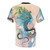 Colorful and whimsical t-shirt design featuring a journeying spirit ermine against a psychedelic nature backdrop - Back